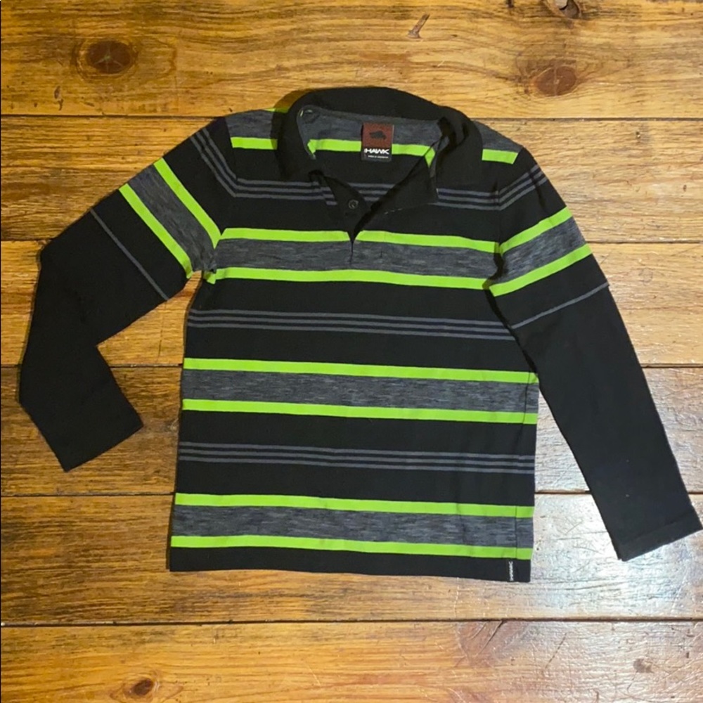 Tony Hawk striped long sleeve collared boys shirt